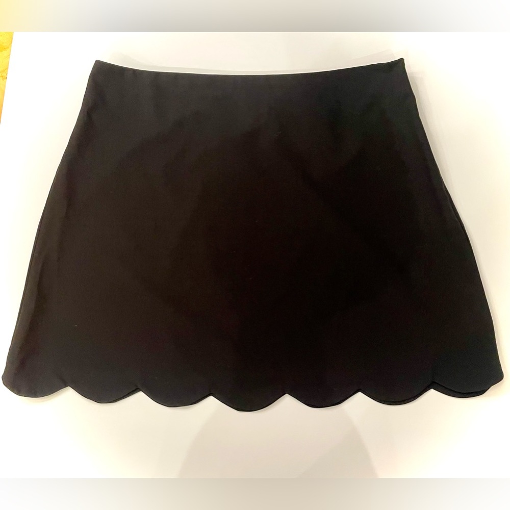 ASOS DESIGN Tailored A-line Mini Skirt with Scallop Hem, Black, Women’s Size 14